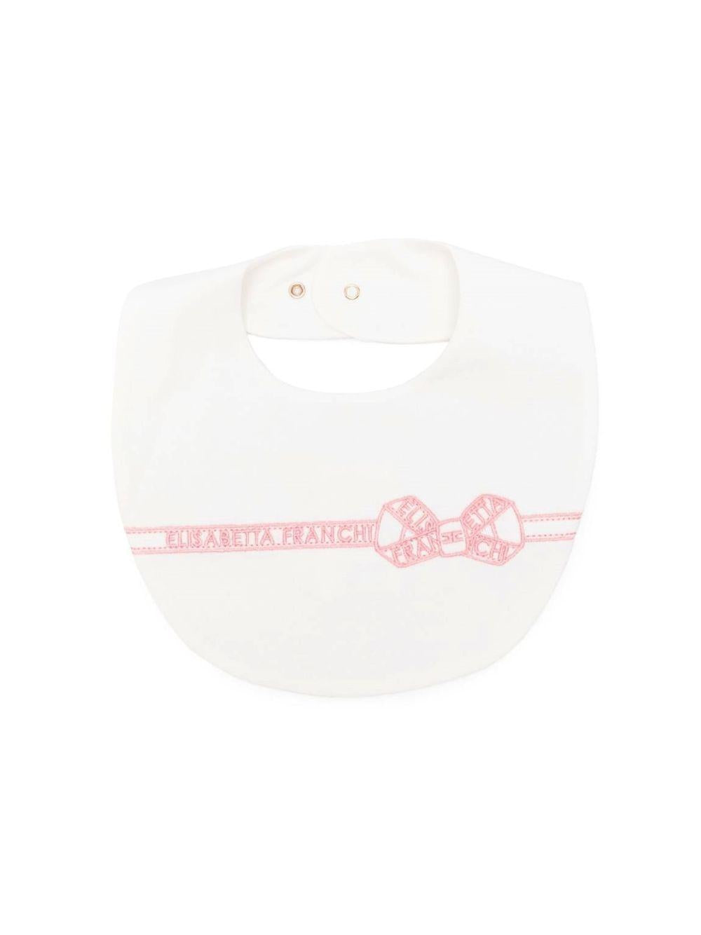 Bavaglino per neonata Elisabetta Franchi La Mia Bambina bianco con fiocco ENBA0660JF054 0285 ElISABETTA FRANCHI 