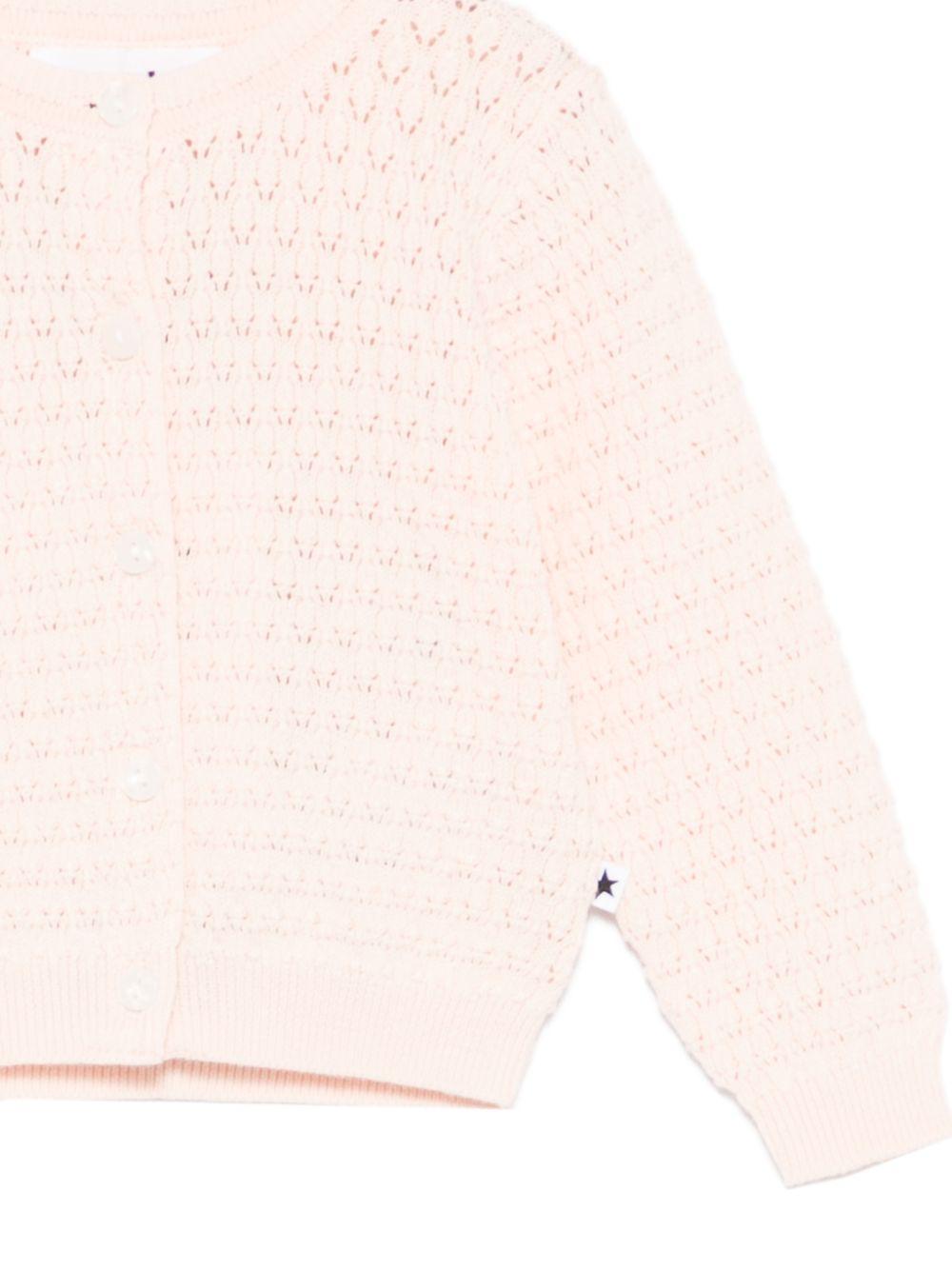 Cardigan Gole per neonata Molo rosa con texture traforata 4S26K305 5647 MOLO KIDS 