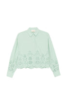 Camicia Oriane da donna MC2 Saint Barth verde in sangallo con fondo smerlato ONE0001 00474L MC2 ST. BARTH 