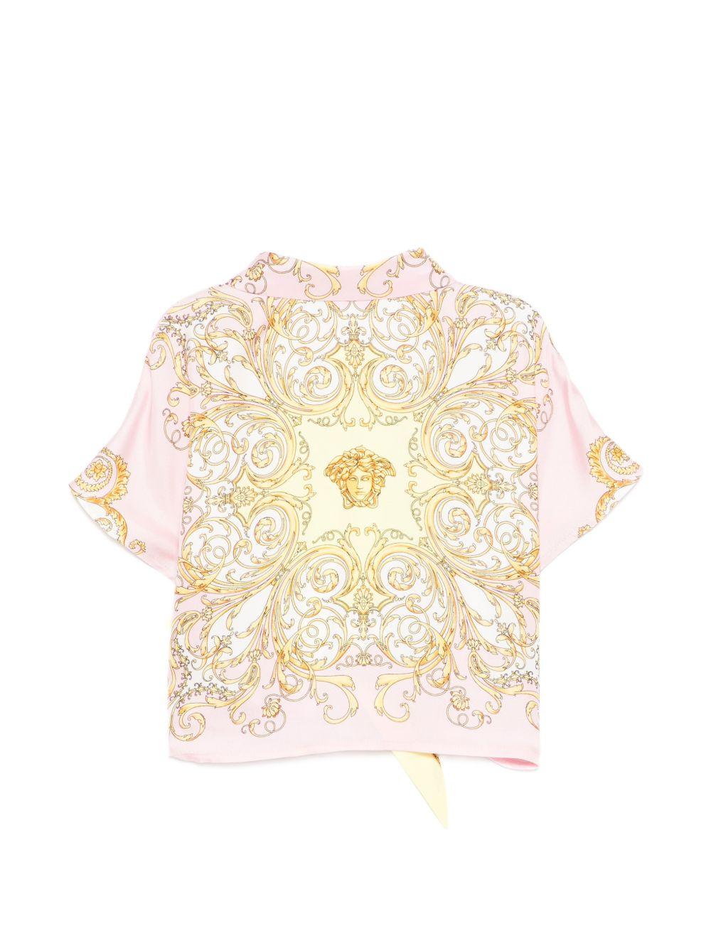Camicia per bambina Versace Kids rosa con design barocco 10185131A17228 5Y590 VERSACE KIDS 