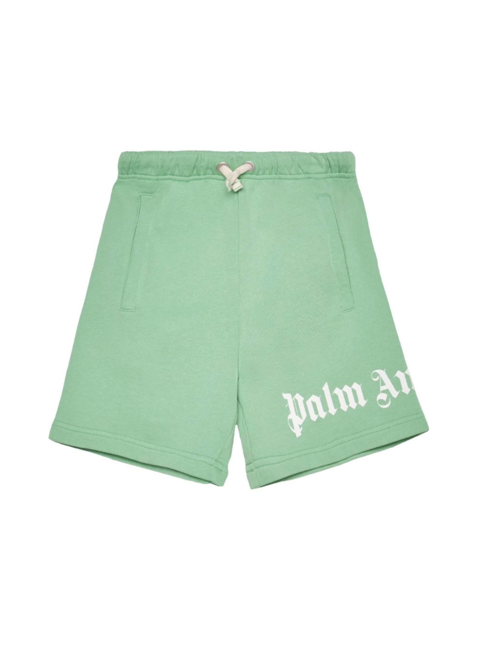 Shorts per bambino Palm Angels Kids verdi con logo sul davanti PBCI006S26FLE001 080 PALM ANGELS KIDS 