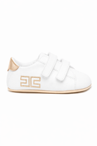 Scarpine primi passi per neonata Elisabetta Franchi La Mia Bambina bianche con logo ricamato F0A9E04631731 B093 ElISABETTA FRANCHI KIDS 
