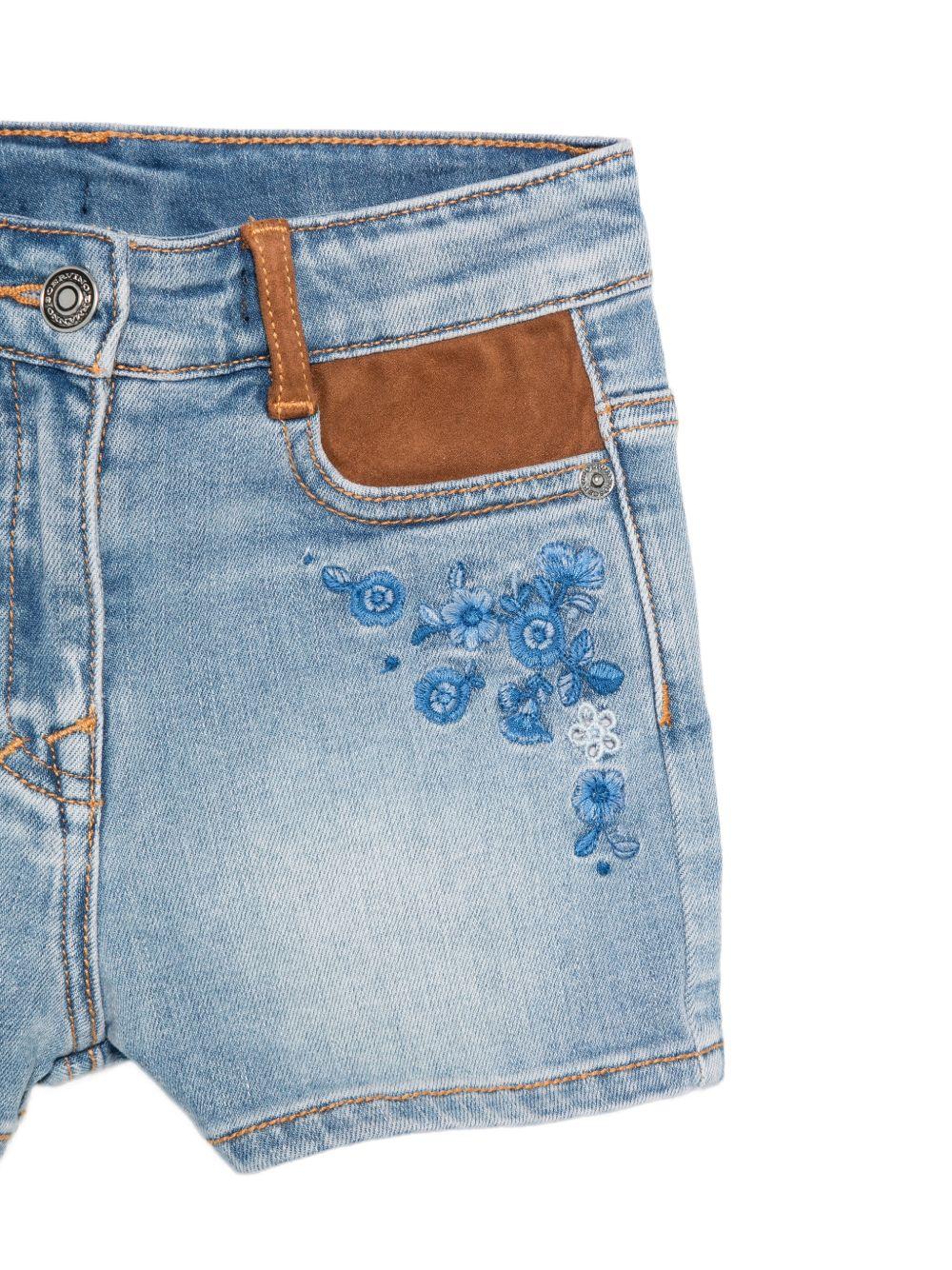 Shorts per bambina Ermanno Scervino Junior denim con applicazione fiori Z9G401 7015 062S ERMANNO SCERVINO JUNIOR 