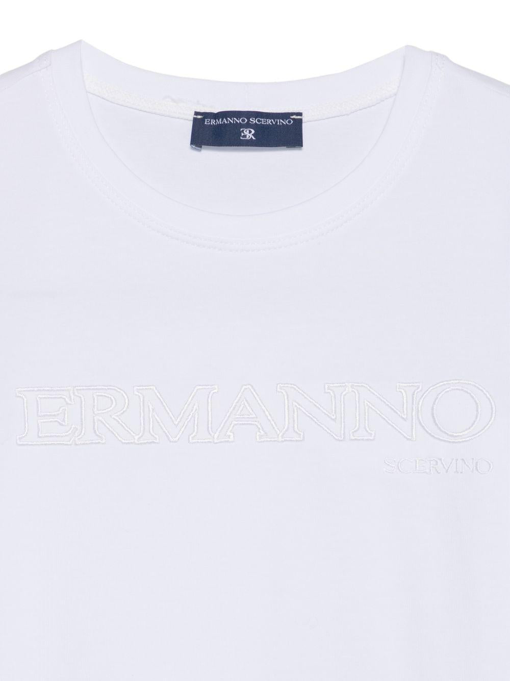 T-shirt per bambina Ermanno Scervino Junior bianca con logo sul davanti Z1G608 7201 0099 ERMANNO SCERVINO KIDS 