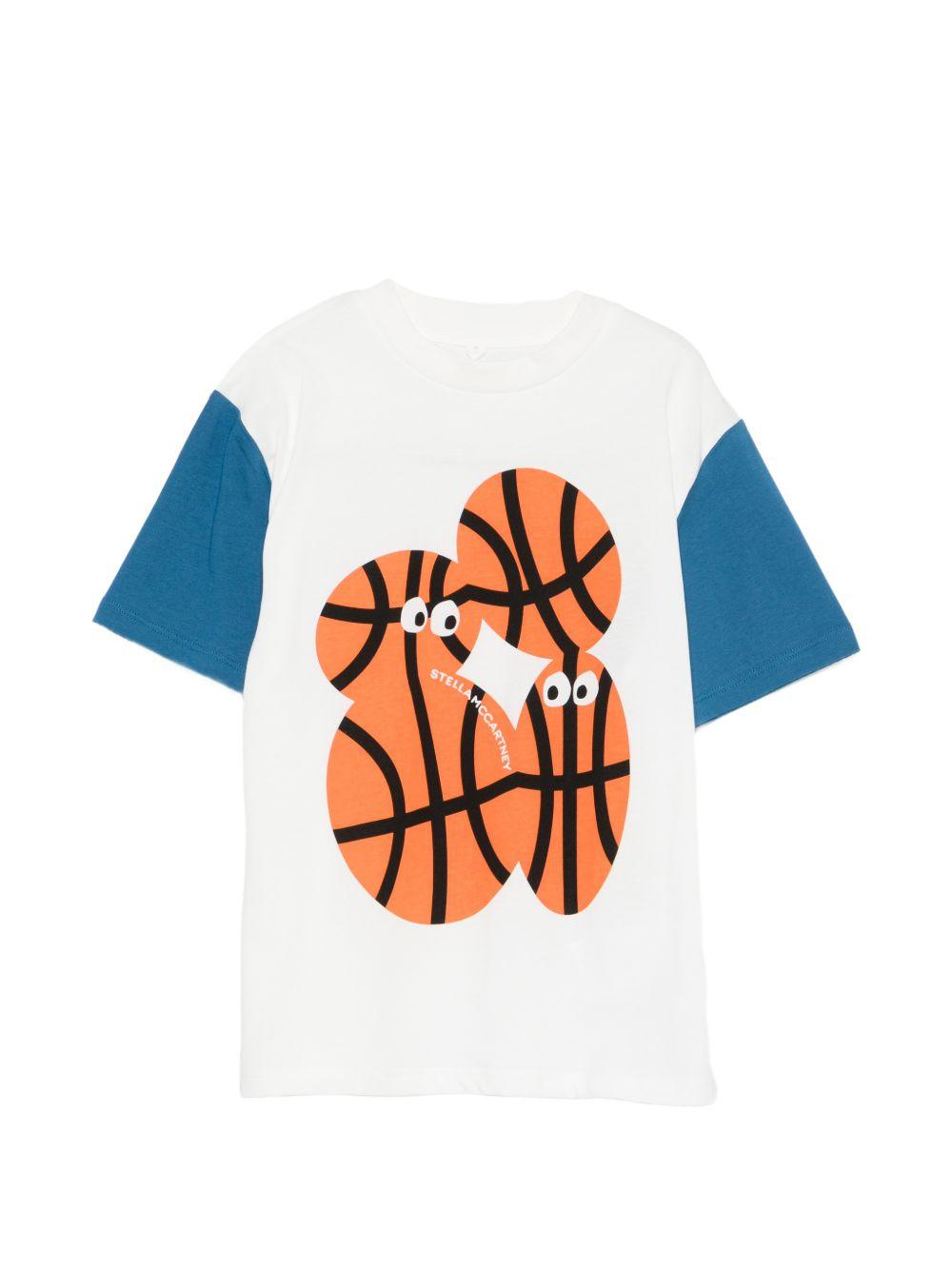 T-shirt per bambino Stella McCartney Kids bianco con maniche a contrasto TY8R31 Z0434 101 STELLA McCARTNEY KIDS 