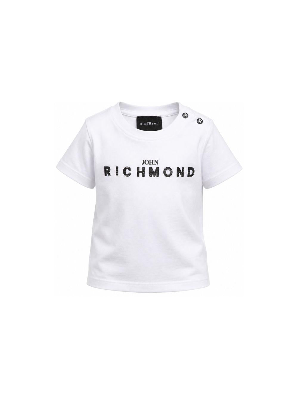 T-shirt per neonato Jhon Richmond Junior bianca con dettaglio logo RIP26002TS WHITE JOHN RICHMOND KIDS 