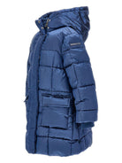 Piumino imbottito per bambina Monnalisa blu con cappuccio 17F105 6021 056D MONNALISA 