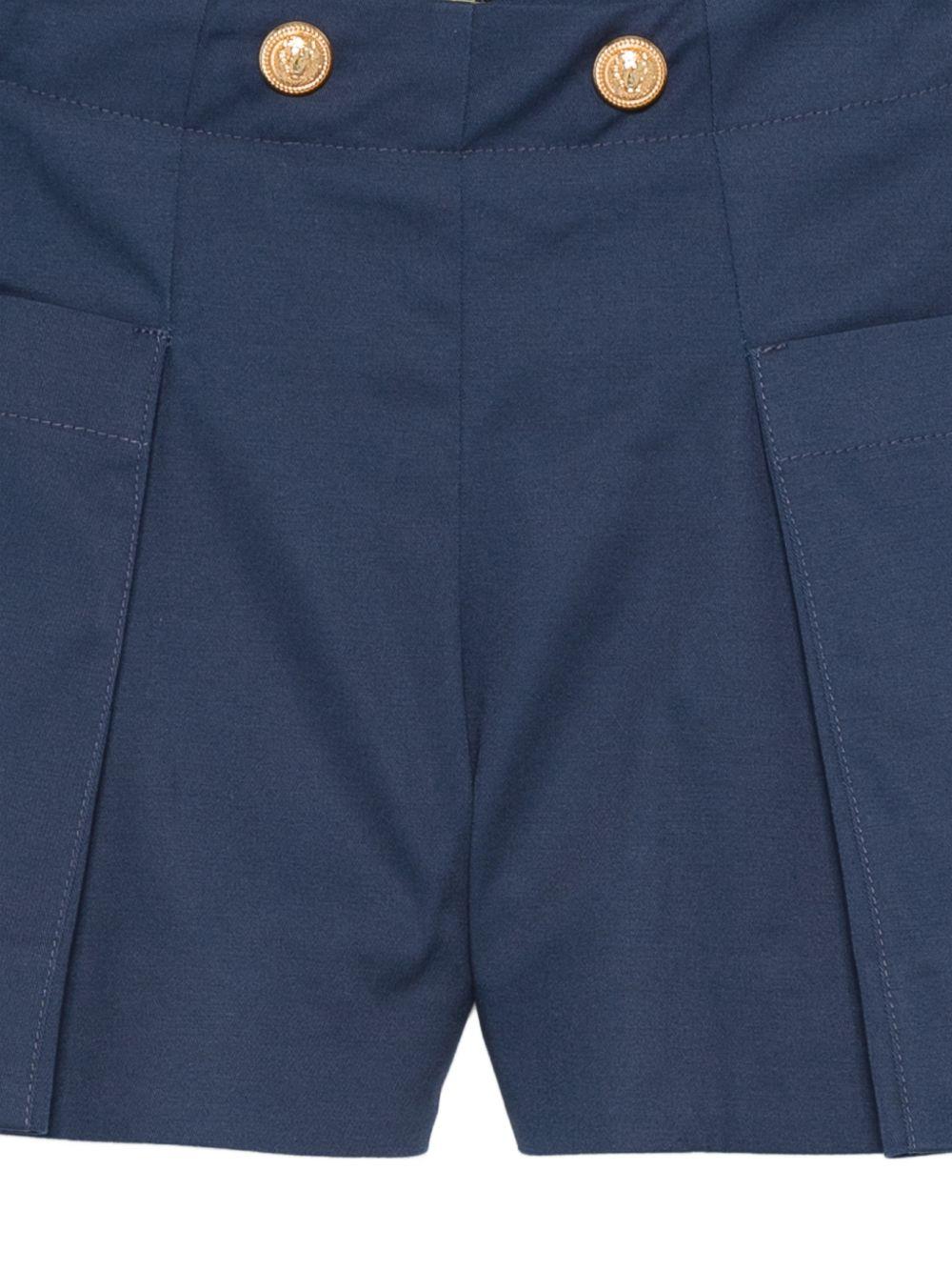 Shorts per bambina Balmain Kids blu con bottoni color oro BY6C09 G0197 620 BALMAIN KIDS 