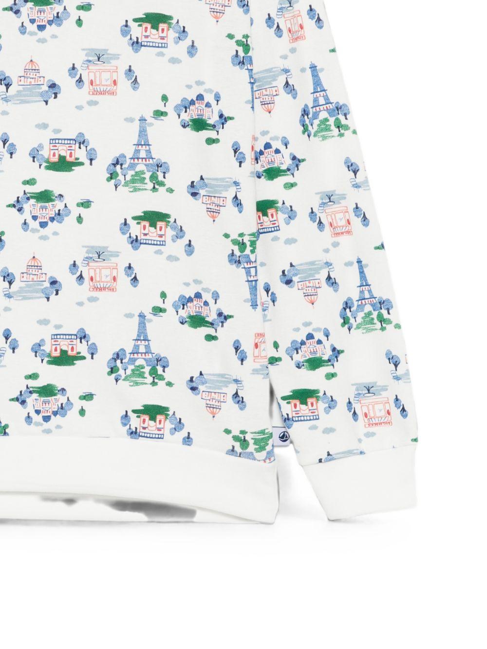 Pigiama per donna Petit Bateau bianco con stampa Torre Eiffel A0GHC 01 PETIT BATEAU KIDS 
