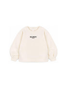 Felpa per neonato Balmain Kids bianca avorio con stampa logo sul davanti BZ4010 Z3183 102NE BALMAIN KIDS 