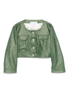Giacca per bambina Colorichiari verde modello crop senza colletto FJ808178 4114 35 COLORICHIARI KIDS 
