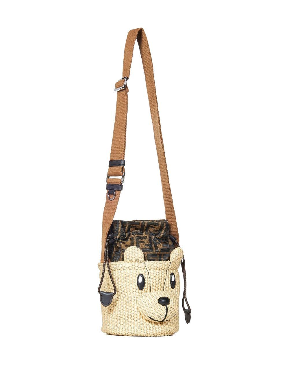 Borsa a tracolla per bambina Fendi Kids beige con motivo bear 8BZ056 AUIN F1O87 FENDI KIDS 