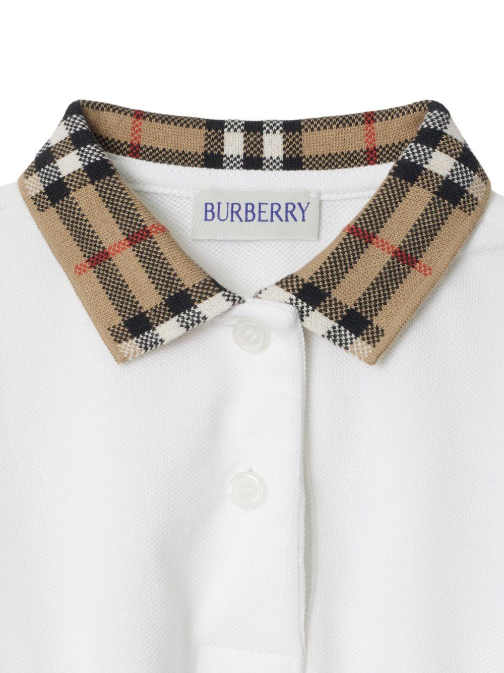 Abito per neonata Burberry Kids bianco a maniche corte 8105590 A1464 BURBERRY KIDS 