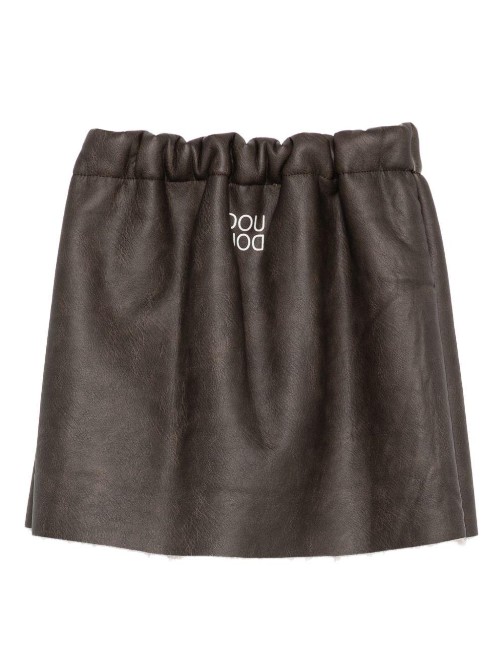 Gonna per bambina Douuod Kids marrone con orlo a taglio vivo DX7A01 H0072 320BG DOUUOD 