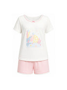 Pigiama per bambina Petit Bateau bianco con stampa grafica sul davanti A0FDF 01 PETIT BATEAU KIDS 