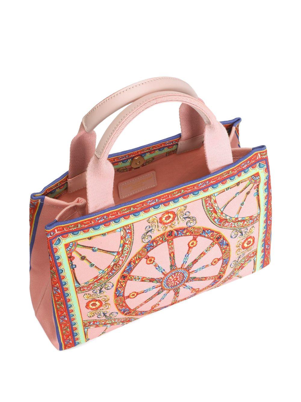 Borsa shopper DG per bambina Dolce & Gabbana Kids rosa in tela con stampa Carretto EB0116AX345 HF6CK DOLCE & GABBANA KIDS 