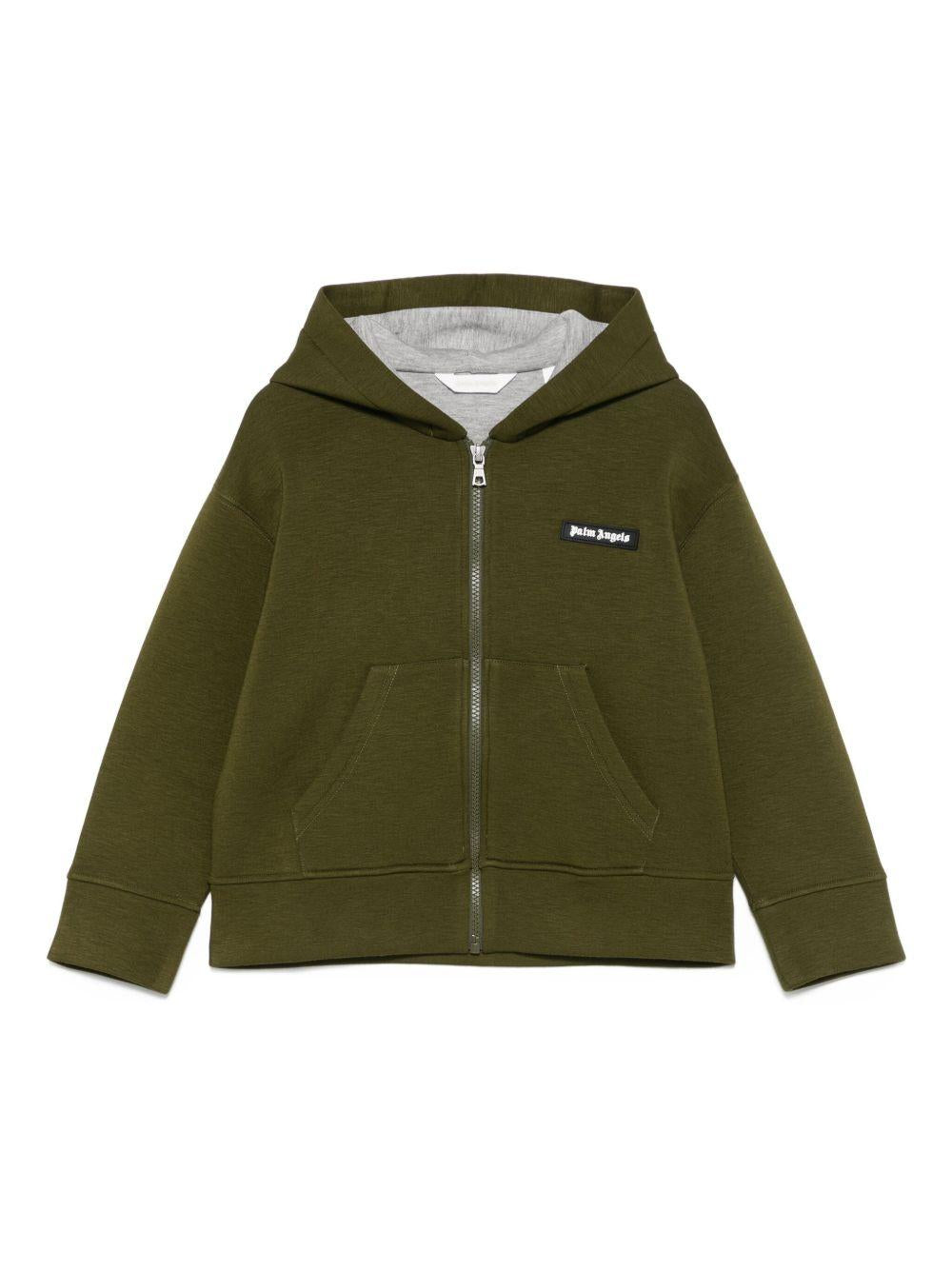 Felpa per bambino Palm Angels Kids verde con cappuccio PBBE003F25FLE002 5603 PALM ANGELS KIDS 