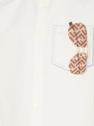 Camicia per bambino Fendi Kids bianca con stampa grafica sul davanti JMC203 AEXZ F0TU9 FENDI KIDS 