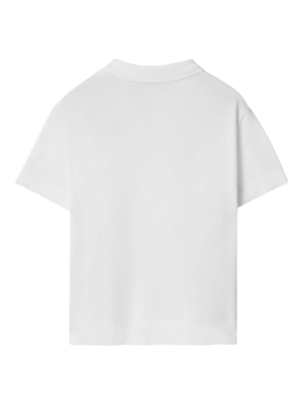 T-shirt per bambino Burberry Kids bianca con ricamo Equestrian Knight 8117368 A1464 BURBERRY KIDS 