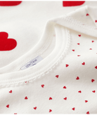 Body per neonati Petit Bateau bianco con fantasia a cuori A00BB 00 PETIT BATEAU 