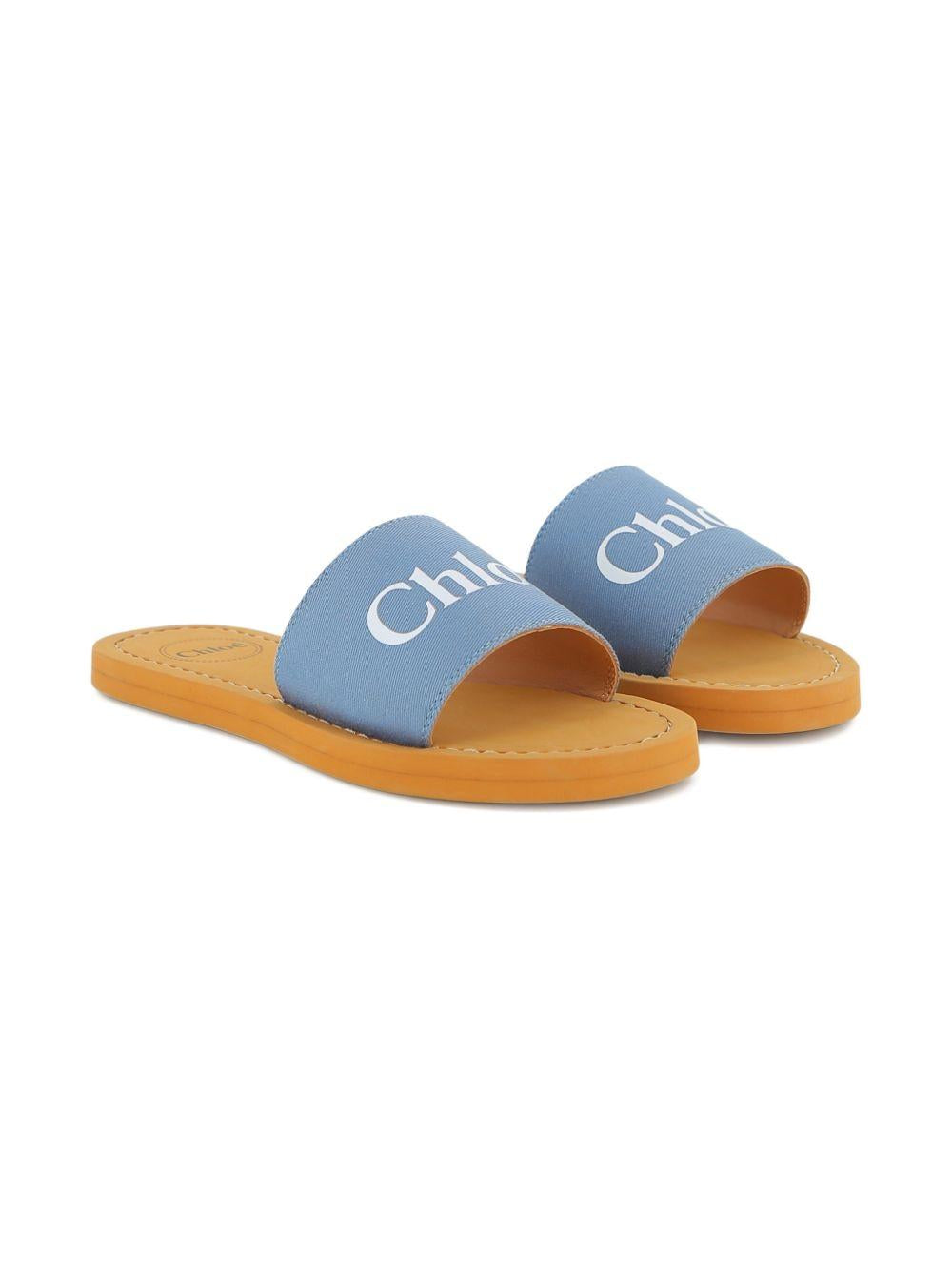 Sandali per bambina Chloé Kids Woody azzurri con logo C20881 821 CHLOE' KIDS 