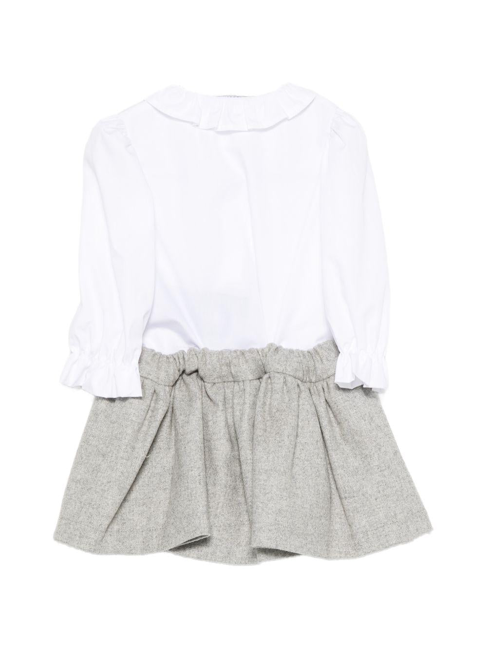 Abito per neonata Balmain Kids bianco e grigio con gonna a pieghe BZA000 I0341 806OR BALMAIN KIDS 