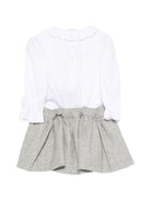 Abito per neonata Balmain Kids bianco e grigio con gonna a pieghe BZA000 I0341 806OR BALMAIN KIDS 