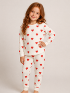 Pigiama per bambini Petit Bateau Kids bianco con stampa a cuori rossi all-over A0DO0 02 PETIT BATEAU KIDS 
