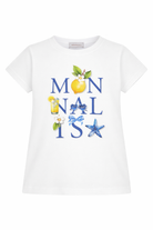 T-shirt per bambina Monnalisa bianca con grafica logo 11G621 7201 0099 MONNALISA KIDS 