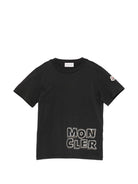 T-shirt per bambino Moncler Enfant nera con stampa logo L19548C0000689AFV 999 MONCLER KIDS 