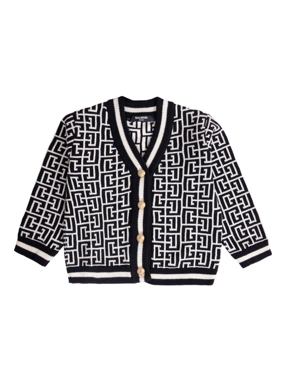 Cardigan per neonato Balmain Kids multicolore con motivo geometrico BX9510 Z2312 104NE BALMAIN KIDS 