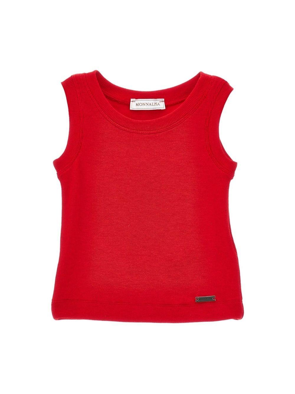 Canotta per bambina Monnalisa rossa con placca con logo 17G601 7212 0044 MONNALISA KIDS 