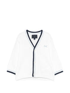 Cardigan per neonato Fay Kids bianco con dettagli blu e azzurri FY9510 Z3668 101 FAY KIDS 