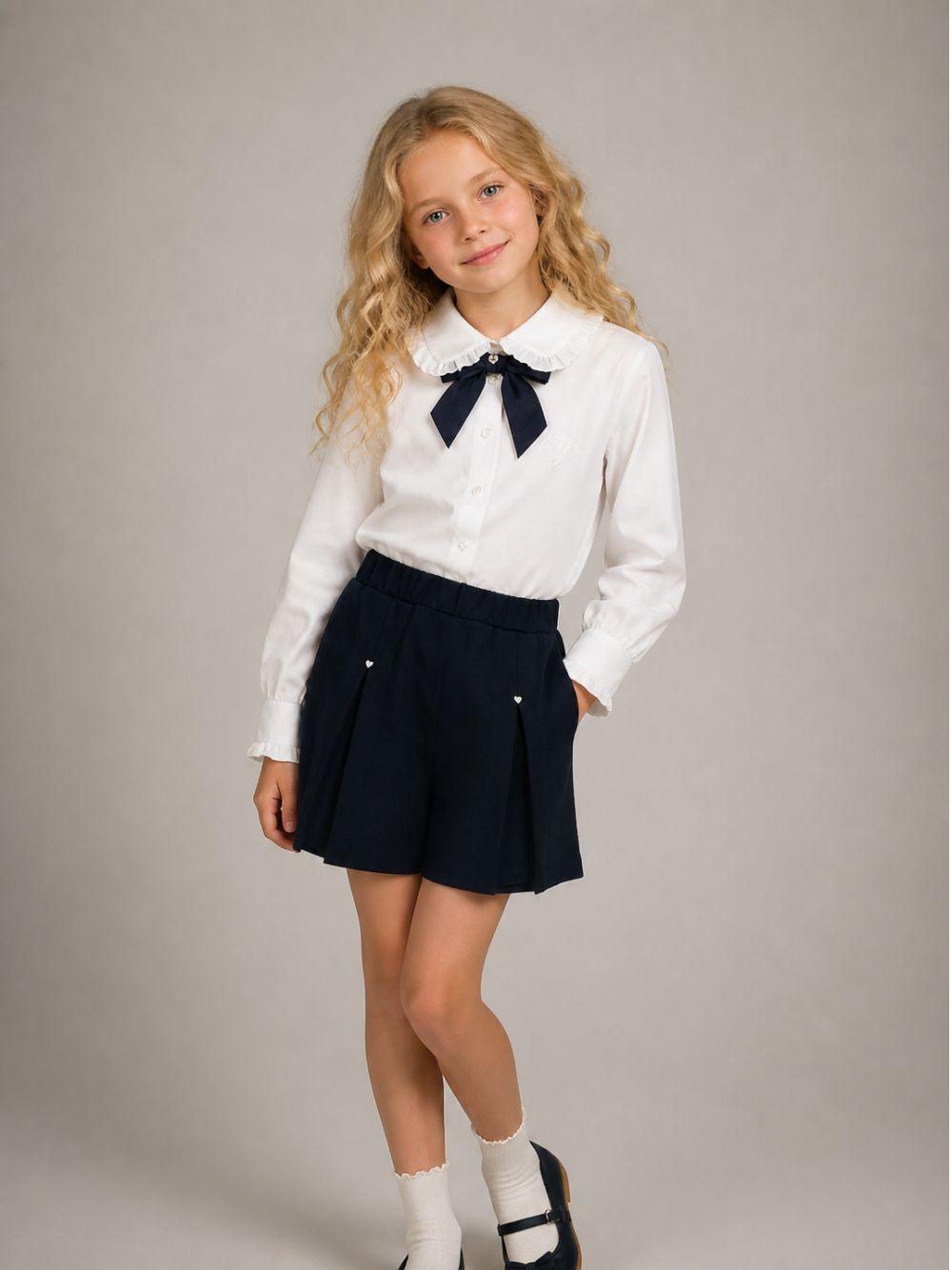 Shorts per bambina Monnalisa Kids blu con trama jersey 18HORT 8225 056S MONNALISA KIDS 