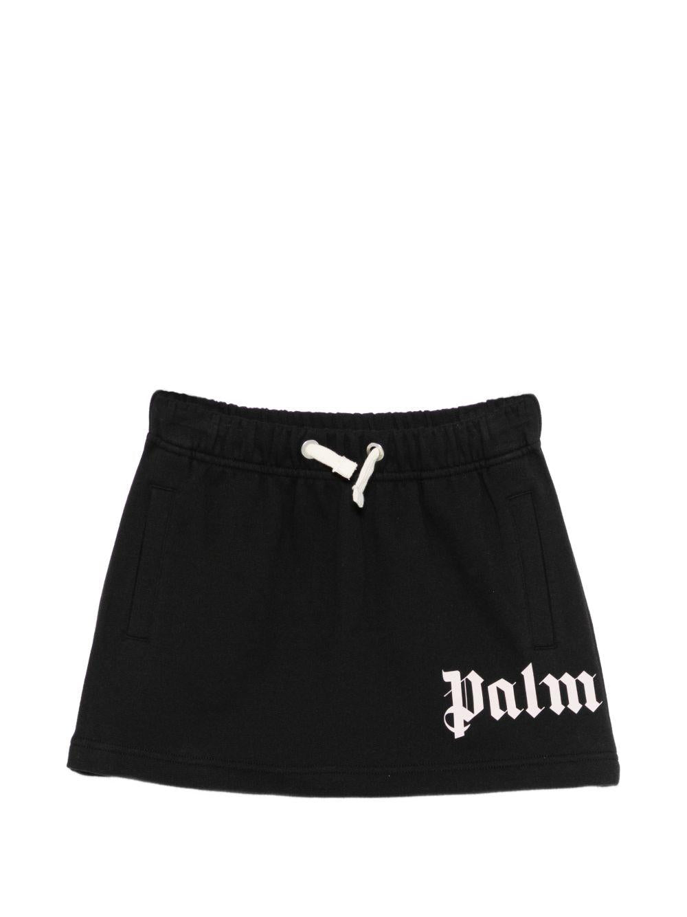Gonna per bambina Palm Angels Kids nera con stampa logo PGCK001S26FLE001 110 PALM ANGELS KIDS 
