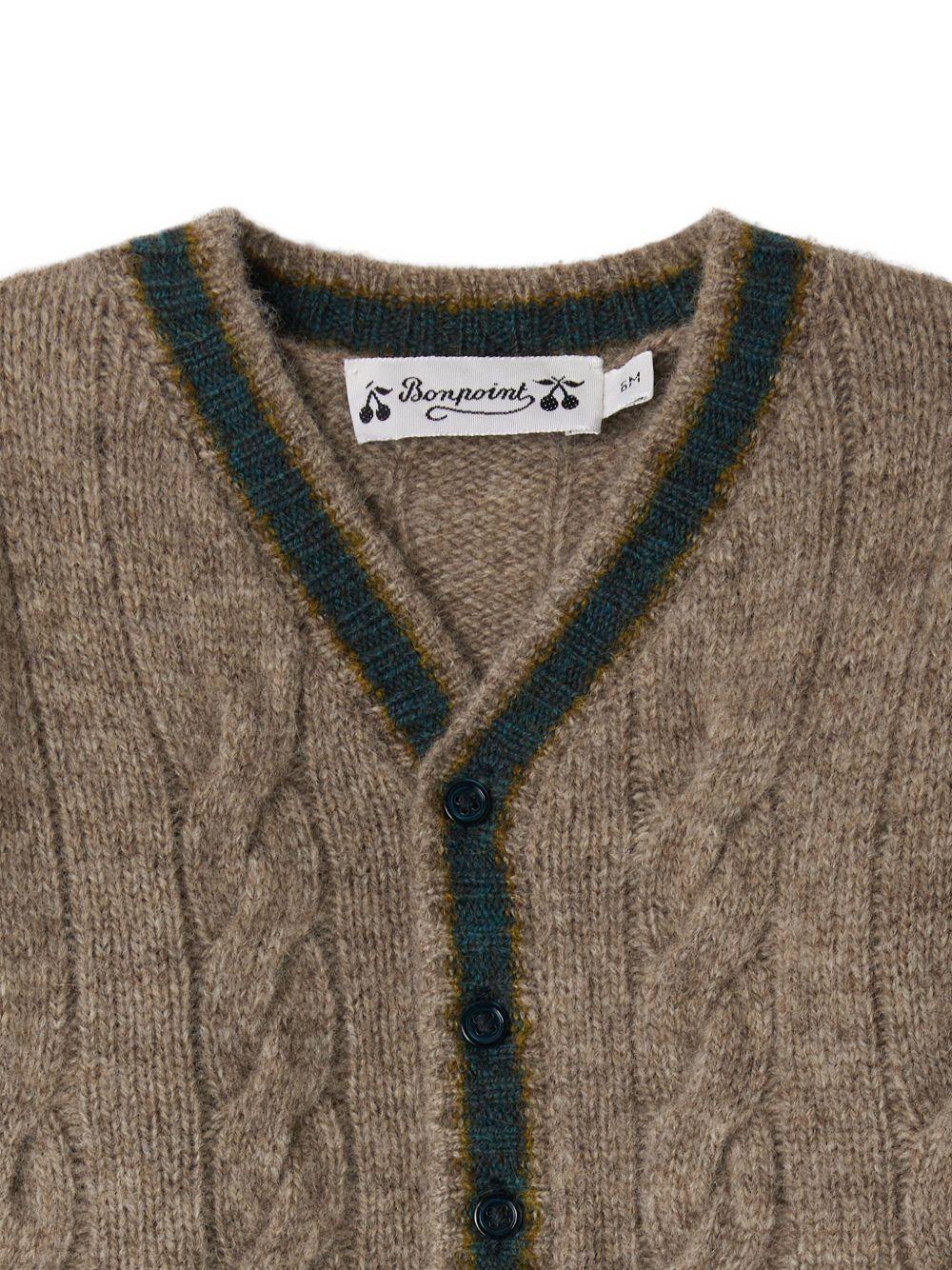 Cardigan per neonato Bonpoint marrone in maglia a trecce W05YCAK00005 262 BONPOINT 