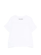 T-shirt per bambina Karl Lagerfeld Kids bianca con dettaglio in paillettes Z31153 10P KARL LAGERFELD KIDS 