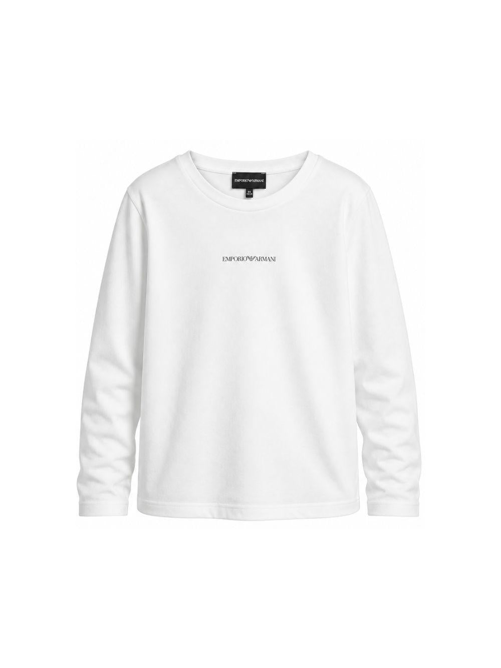 T-shirt per bambino Emporio Armani Kids bianca con dettaglio logo EB000420 AF15013 M0135 EMPORIO ARMANI KIDS 