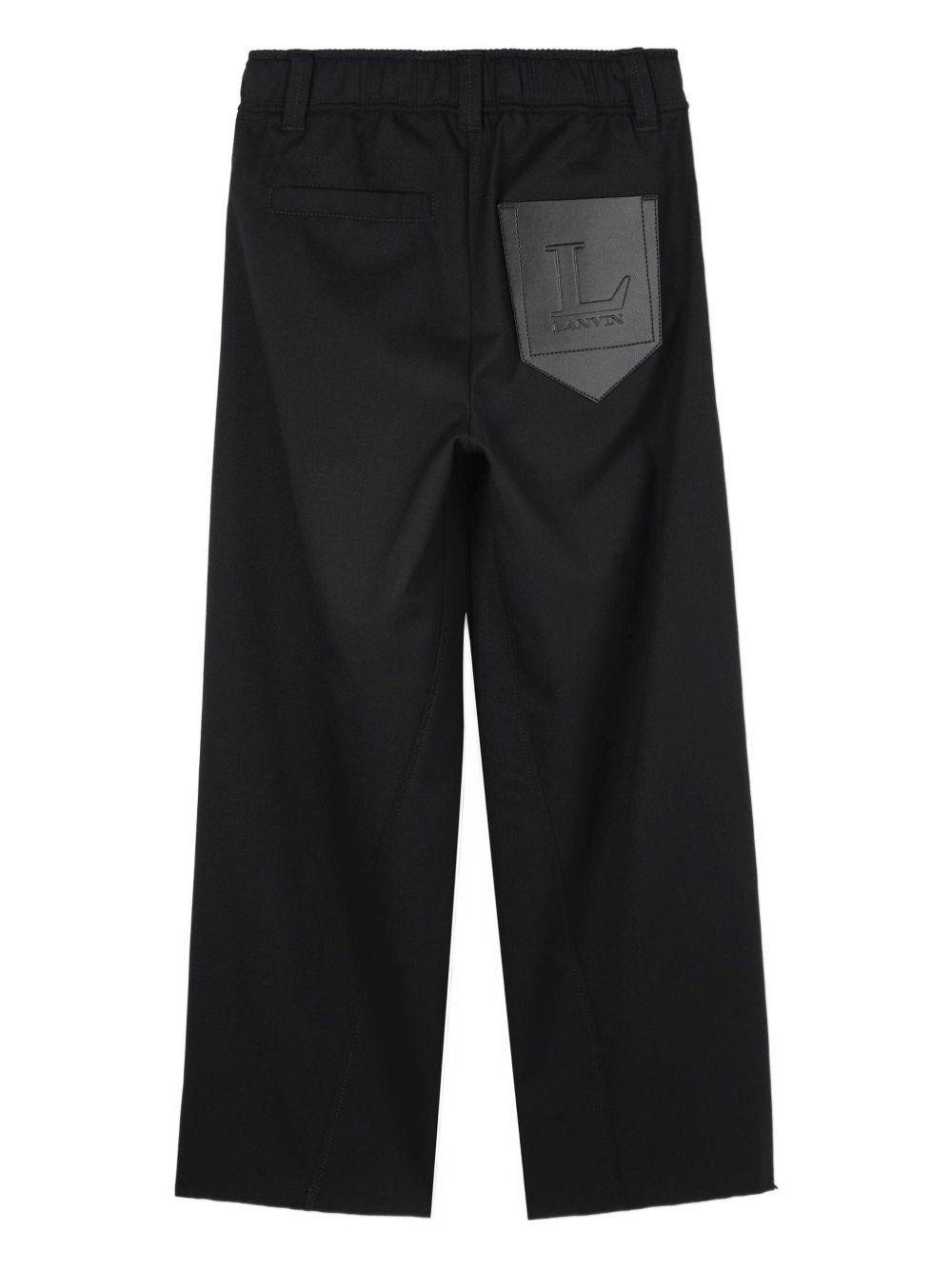 Pantaloni per bambino Lanvin Enfant neri con applicazione posteriore con logo N30303 09B LANVIN 