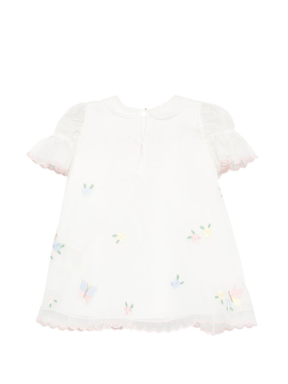 Abito per neonata Fendi Kids bianco con dettagli floreali BFB608 AG20 F0TU9 FENDI KIDS 