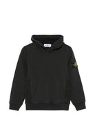 Felpa per bambino Stone Island Kids nera con distintivo Compass L2S166100003S0A20 V0029 STONE ISLAND KIDS 
