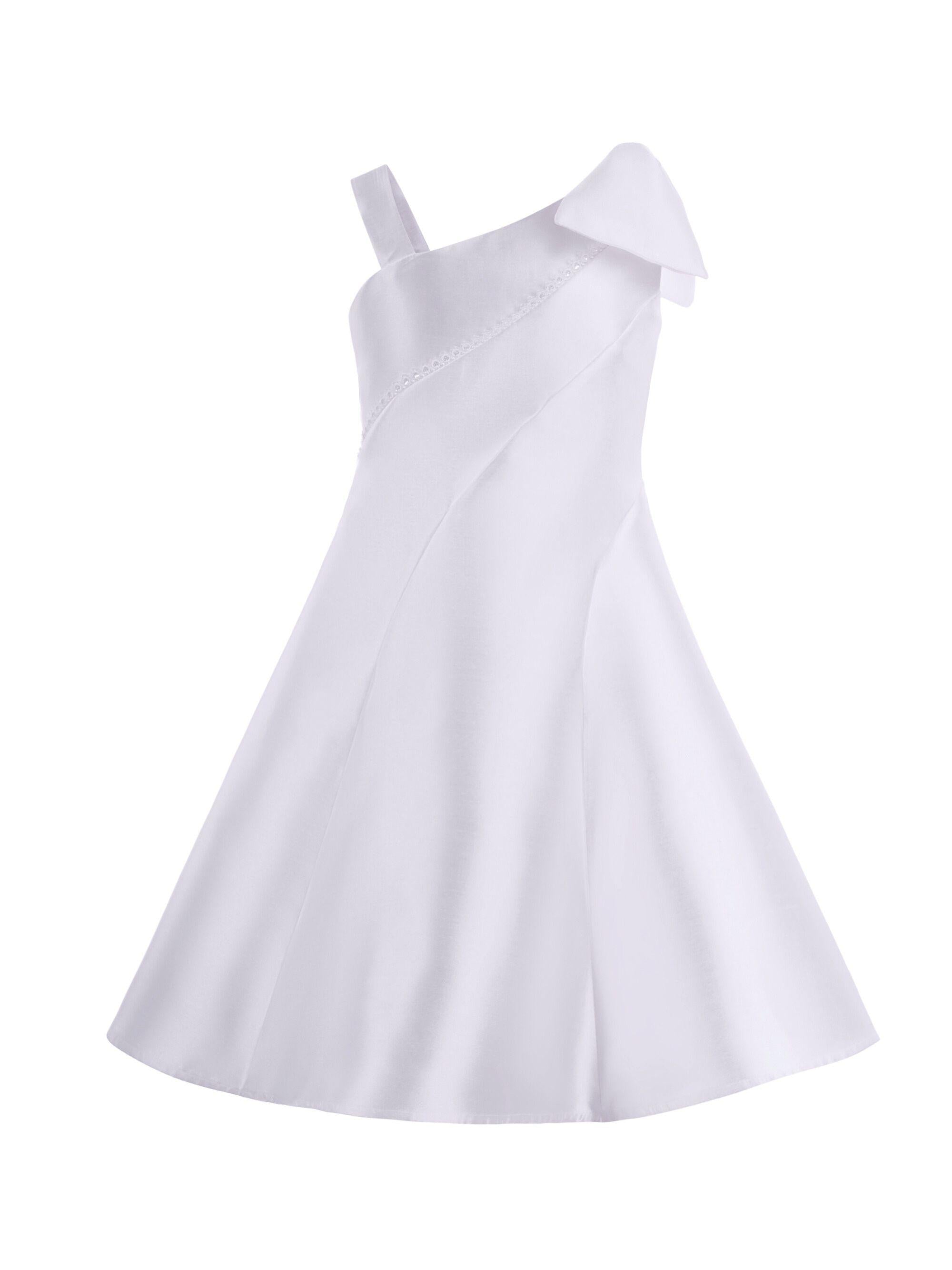 Abito per bambina Monnalisa bianco monospalla con fiocco 71G901 7304 0001 MONNALISA KIDS 