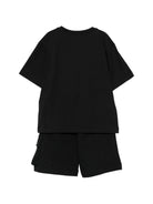Set t-shirt e shorts per bambino Moschino Kids nero con tre Teddy Bear HUG00WLCA88 60100 MOSCHINO KIDS 