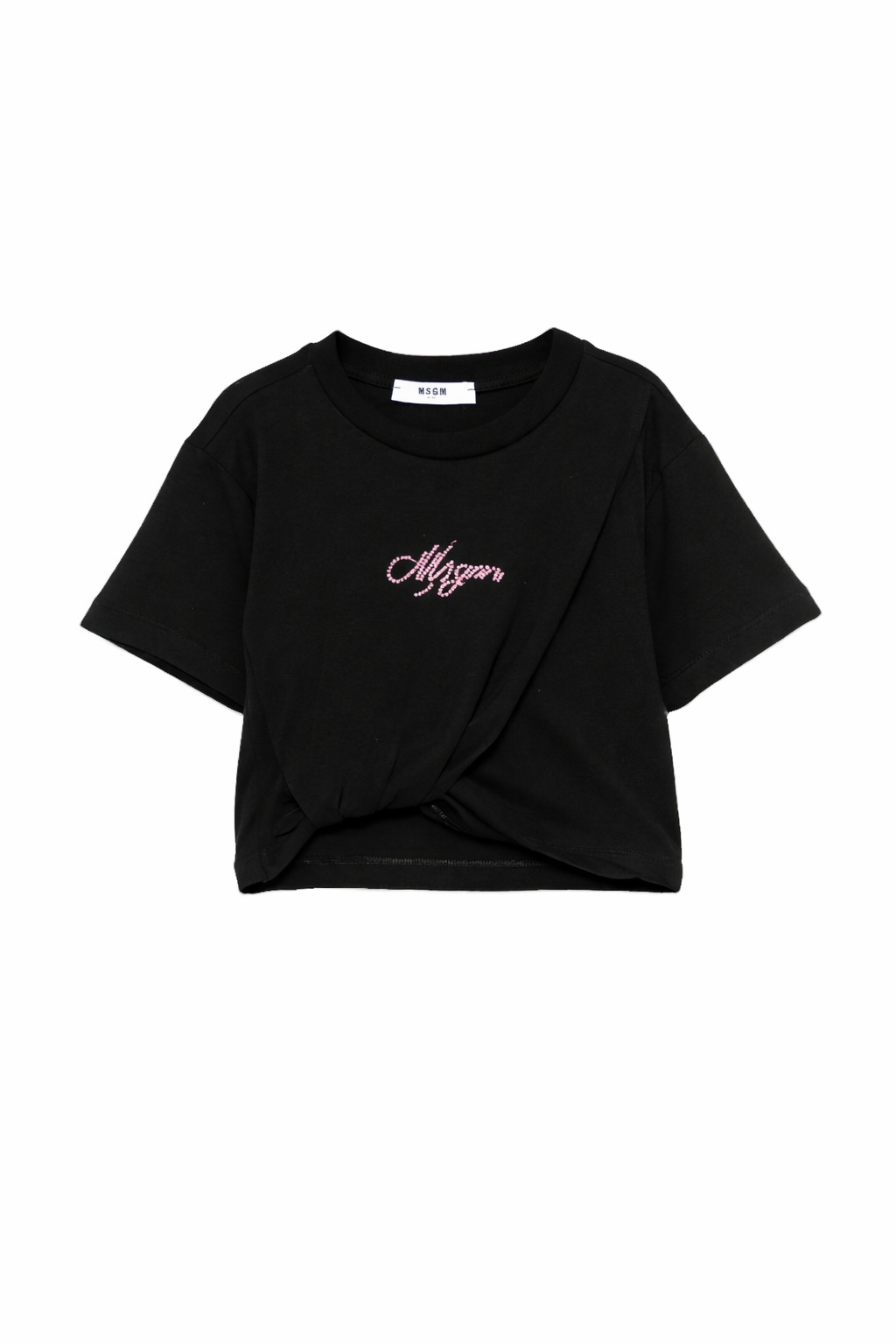 T-shirt per bambina MSGM Kids nera con dettaglio nodo S6MSJGTH205 110 MSGM KIDS 