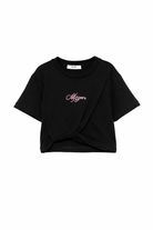 T-shirt per bambina MSGM Kids nera con dettaglio nodo S6MSJGTH205 110 MSGM KIDS 