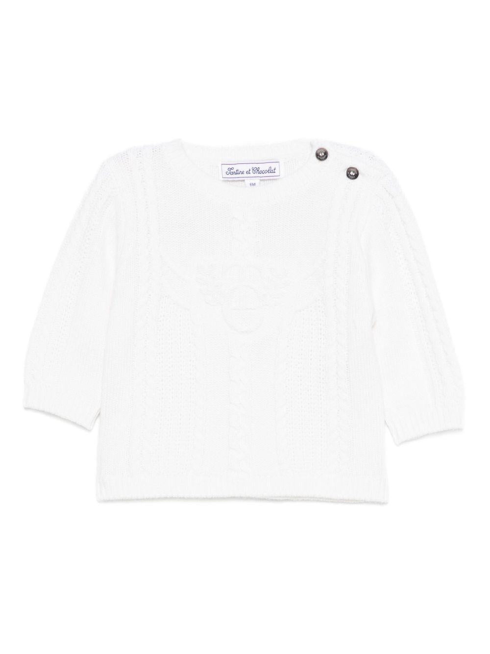 Maglione per neonato Tartine Et Chocolate bianco con maglia a trecce CB18071 13 TArtine & Chocolat 