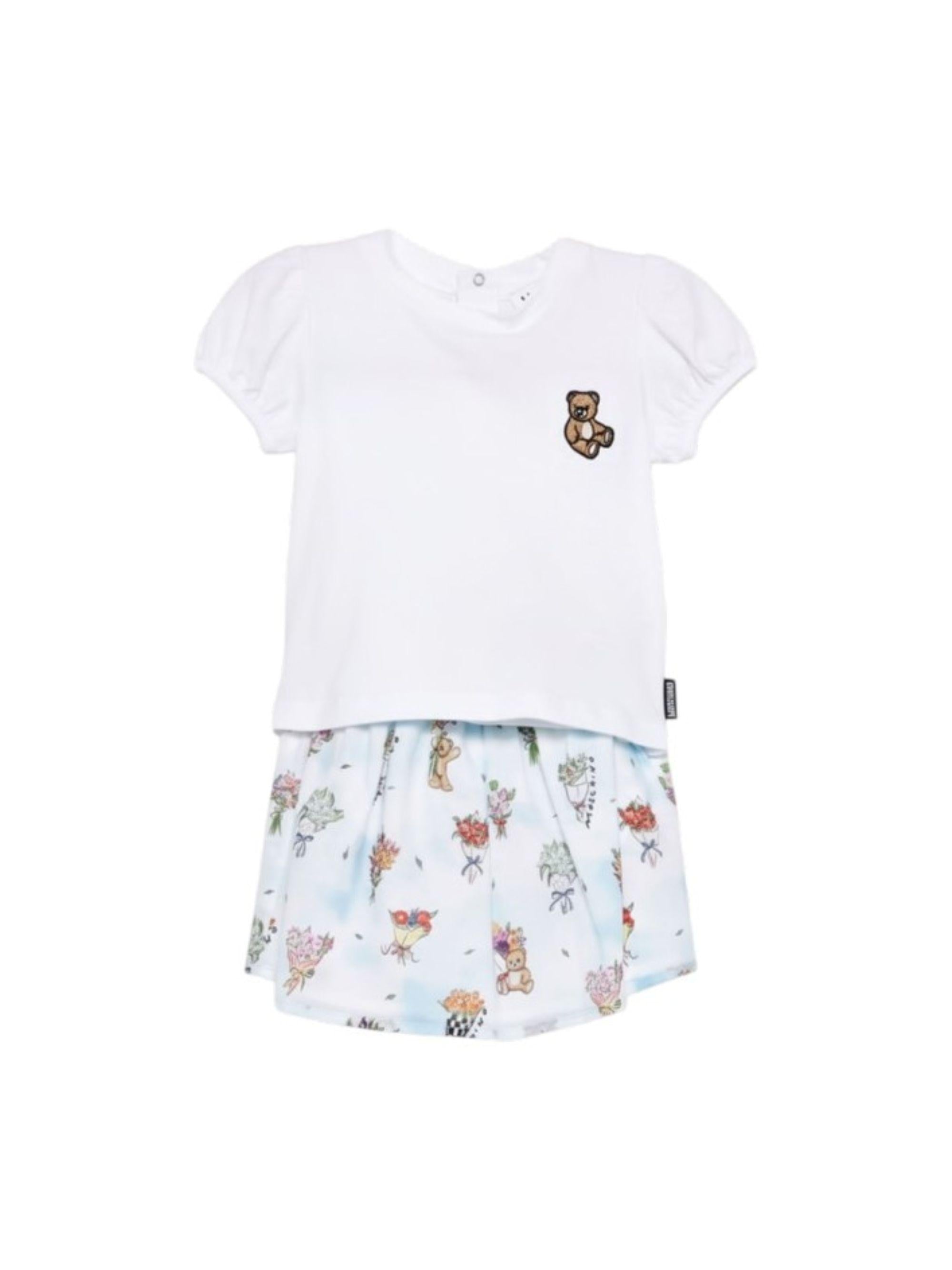 Set t-shirt e gonna per neonata Moschino Kids multicolore con ricamo Teddy Bear MDG01RL1B13 83281 MOSCHINO KIDS 