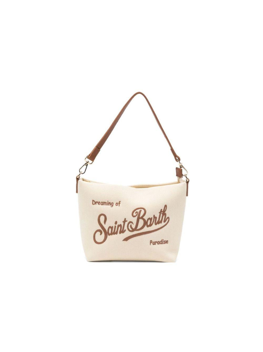 Clutch bag Aline MC2 Saint Barth beige con logo ricamato sul davanti ALI0034 01517L MC2 ST. BARTH KIDS 