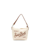 Clutch bag Aline MC2 Saint Barth beige con logo ricamato sul davanti ALI0034 01517L MC2 ST. BARTH KIDS 