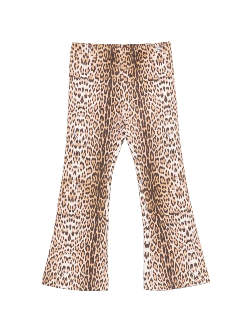 Pantaloni per bambina Roberto Cavalli Kids animalier con targa con logo CGP26007LE MACULA N.H. ROBERTO CAVALLI KIDS 
